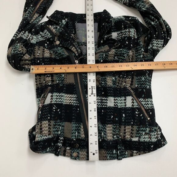 Free People Jacket Womens 6 Multi Plaid Splatter Knit Moto Asymmetric Zip Lined - Picture 10 of 13